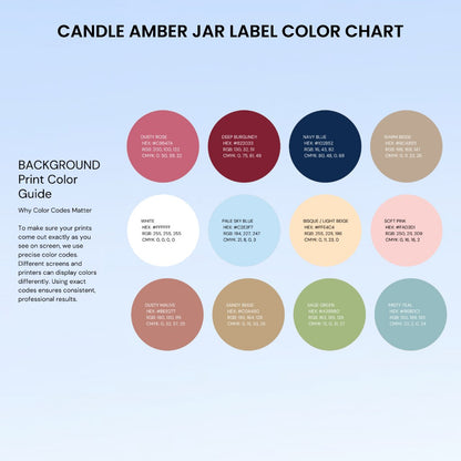 Candle amber jar label background color chart