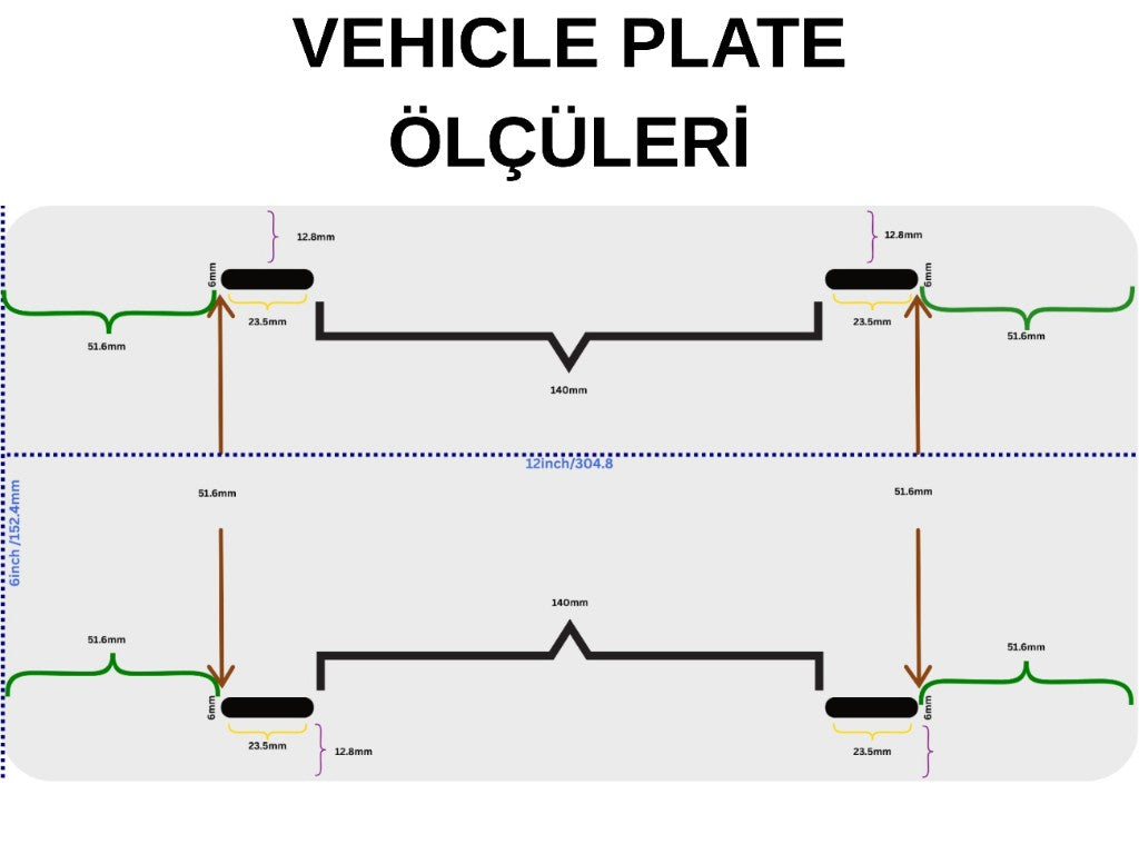 Vehicle plate mounting slot dimensions