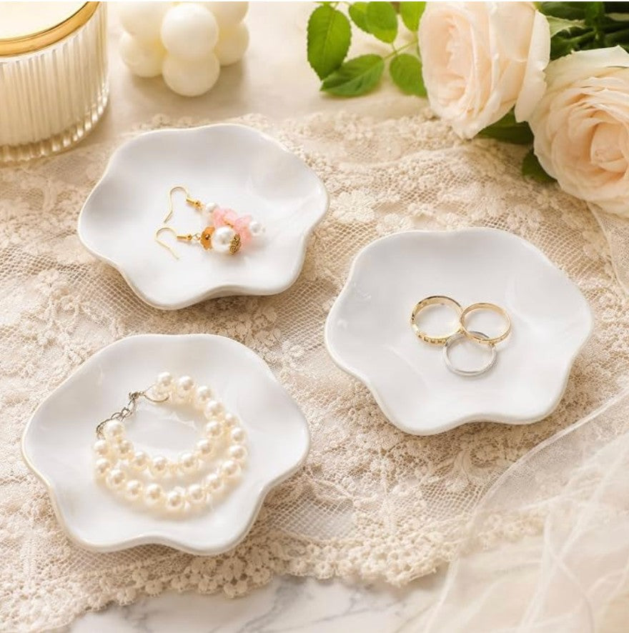 Lotus leaf ceramic trinket dishes with jewelry
